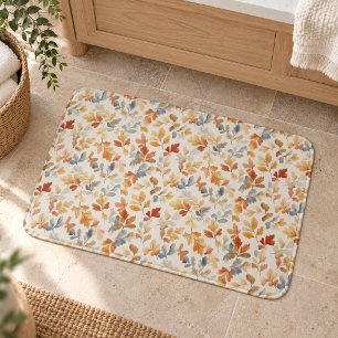 Soft Watercolor Autumn Leaves Bath Mat