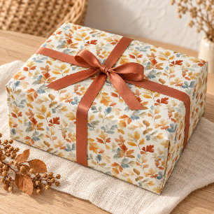 Soft Watercolor Autumn Leaves Wrapping Paper