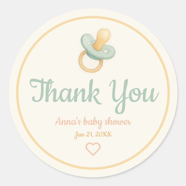 Soft Watercolor Baby Shower  Classic Round Sticker (Front)