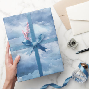 Soft Watercolor Blue Mist Sky Abstract Pattern Wrapping Paper