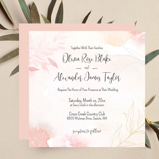 Soft Watercolor Blush Floral Wedding Invitation (Soft Watercolor Blush Floral Wedding Invitation)