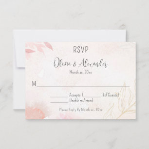 Soft Watercolor Blush Floral Wedding RSVP Invitation