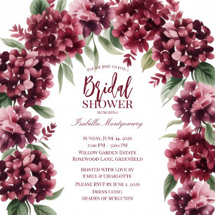 Soft Watercolor Burgundy Hydrangea Arch Invitation
