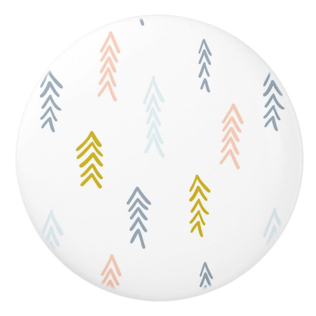 Soft Watercolor Chevron Pattern Ceramic Knob (Front)
