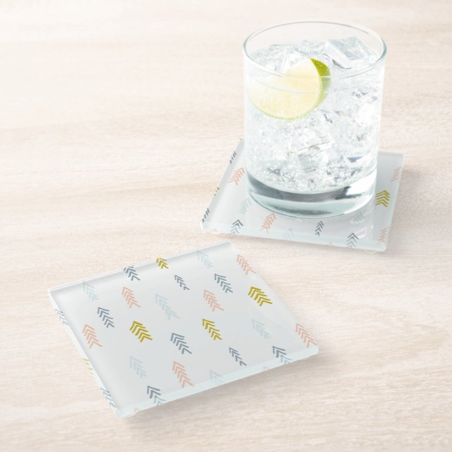 Soft Watercolor Chevron Pattern Glass Coaster (Angled)