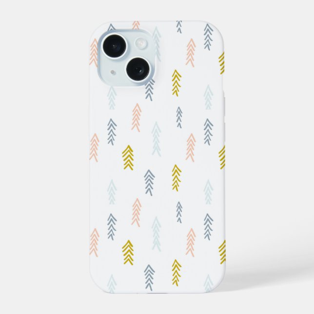 Soft Watercolor Chevron Pattern iPhone 15 Case (Back)