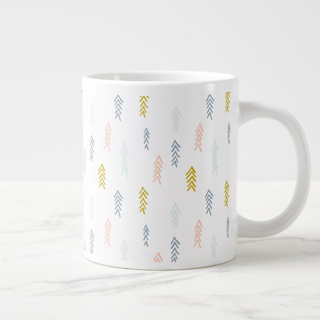 Soft Watercolor Chevron Pattern Large Coffee Mug (Right)