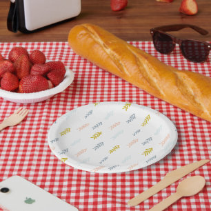 Soft Watercolor Chevron Pattern Paper Plate