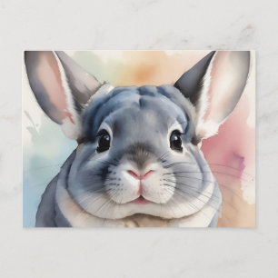 Soft Watercolor Chinchilla Portrait Postcard
