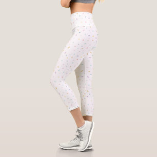Soft Watercolor Confetti Pattern Capri Leggings