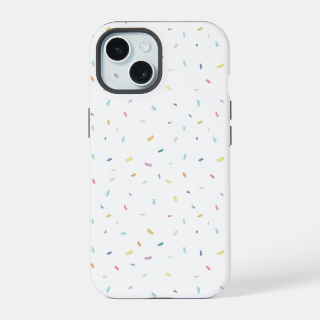 Soft Watercolor Confetti Pattern iPhone 15 Case (Back)