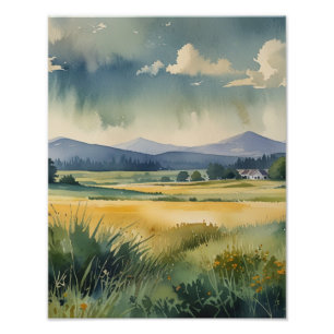  Soft Watercolor Dreamy Landscape Photo Print