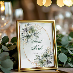 Soft Watercolor Eucalyptus Guest Book Sign