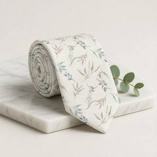 Soft Watercolor Eucalyptus  Tie