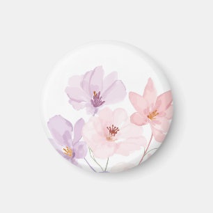 Soft Watercolor Floral Art – Pastel Pink and Laven Magnet