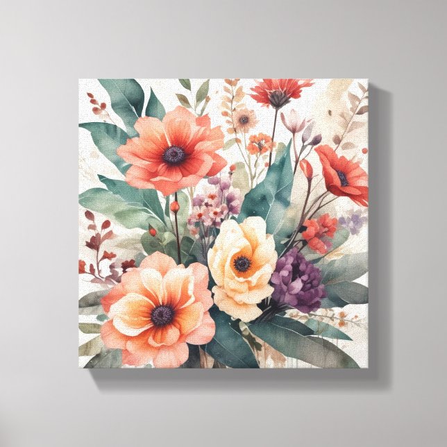 Soft Watercolor Floral Bouquet Art Print (Front)