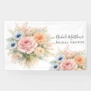 Soft Watercolor Floral Bridal Shower Banner