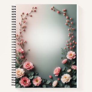 Soft Watercolor Floral Corners   Elegant Botanical Notebook