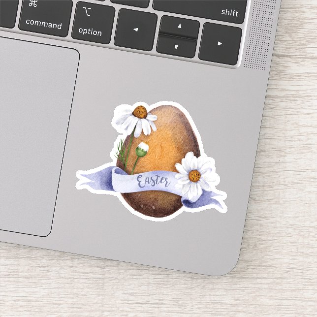 Soft Watercolor Floral Easter Egg Vinyl Sticker (Detail)