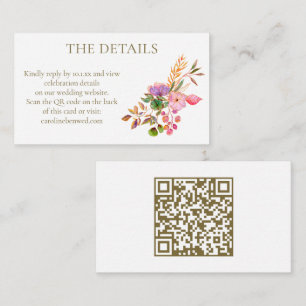 Soft Watercolor Floral Elegant Wedding RSVP QR  Enclosure Card