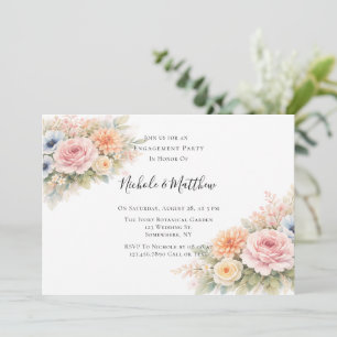 Soft Watercolor Floral Engagement Party Invitation
