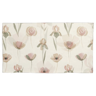Soft Watercolor Floral King Pillowcase Pair