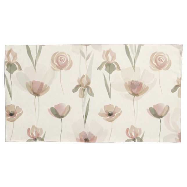 Soft Watercolor Floral King Pillowcase Pair (Front-Left)