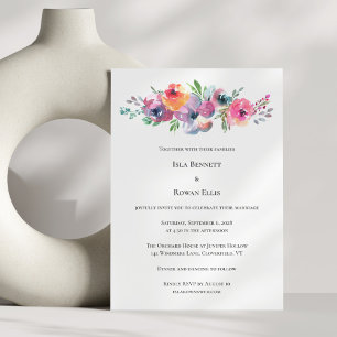 Soft Watercolor Floral Modern Elegant Wedding Invitation