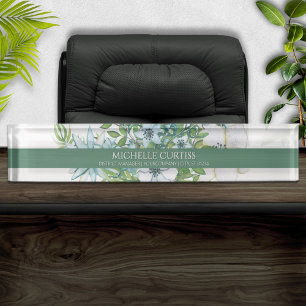 Soft Watercolor Floral Personalised Name Plate