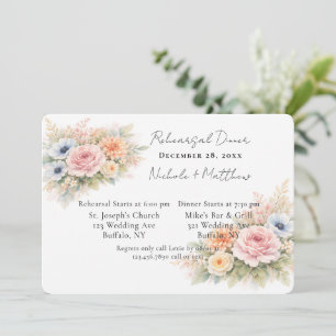 Soft Watercolor Floral Rehearsal Dinner Invitation