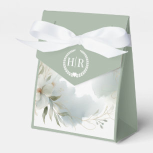 Soft Watercolor Floral Sage Green Wedding Favour Box