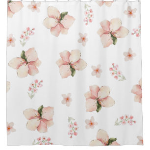 Soft Watercolor Floral Seamless Pattern Shower Curtain