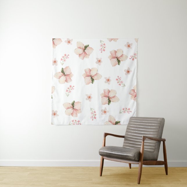 Soft Watercolor Floral Seamless Pattern Tapestry (In Situ)