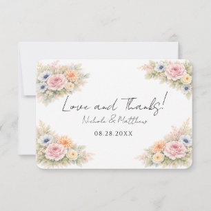 Soft Watercolor Floral Wedding Thank You Card