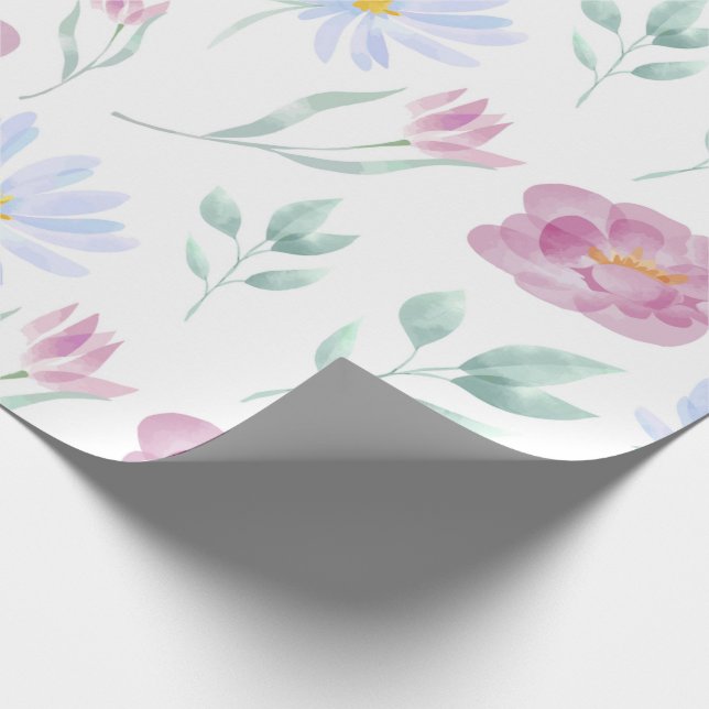 Soft Watercolor Floral Wrapping Paper (Corner)