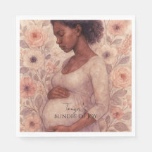 Soft Watercolor Florals Black Baby Shower