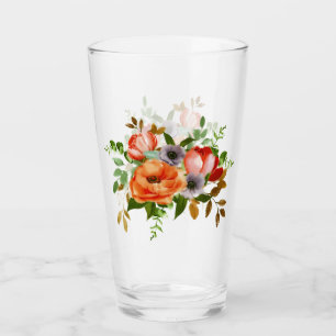 Soft watercolor flowers glass