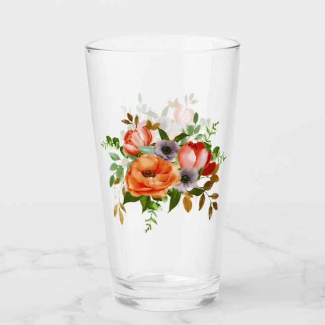 Soft watercolor flowers glass (Front)