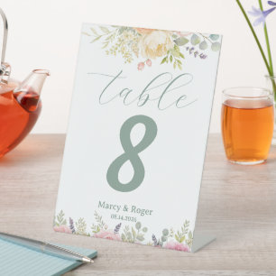 Soft Watercolor Garden Bouquet Floral Wedding Pedestal Sign