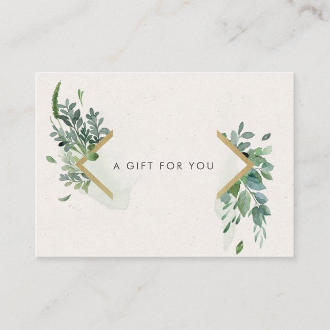soft watercolor greenery gold gift certificate (Front)