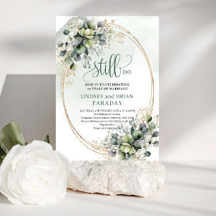 Soft Watercolor Greenery Vow Renewal Invitation