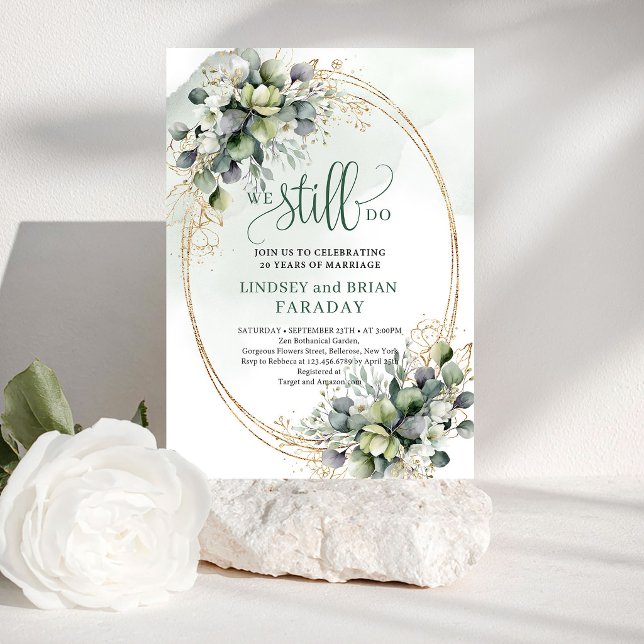 Soft Watercolor Greenery Vow Renewal Invitation (Soft Watercolor Greenery Vow Renewal Invitation)