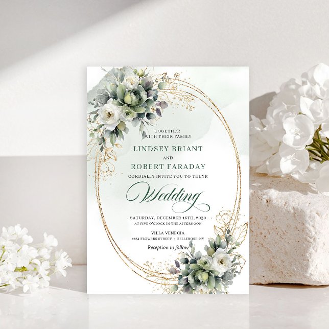 Soft watercolor greenery wedding invitation (Soft watercolor greenery wedding invitation)
