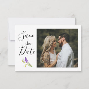 Soft Watercolor Lavender and Green Florals Save The Date