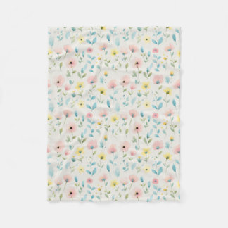 soft watercolor meadow blossoms fleece blanket