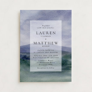 Soft Watercolor Mountain Landscape Wedding  Invitation