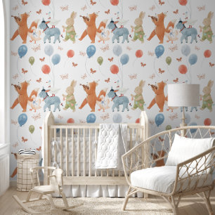 Soft Watercolor Nursery Decor Woodland Animals Wallpaper