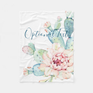 Soft Watercolor Pastel Blooming Cactus  Fleece Blanket