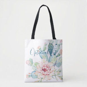 Soft Watercolor Pastel Blooming Cactus Tote Bag