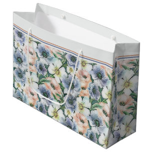 Soft watercolor pastel floral large gift bag